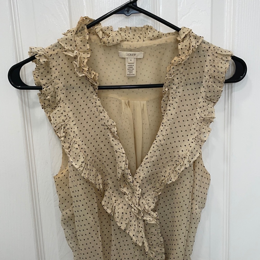 Silk J Crew polka dot blouse